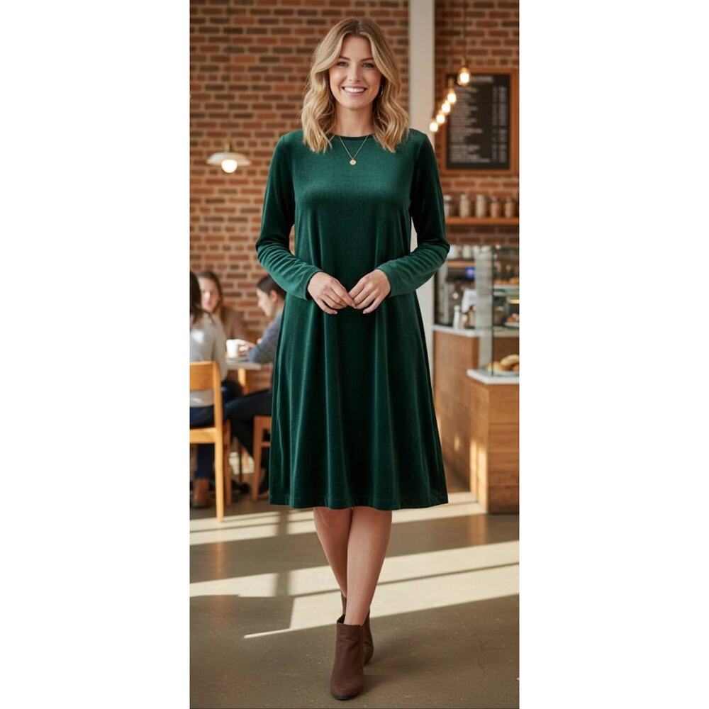 Anthony Richard’s Women’s Dress Velvet Velour Sz 10 A-line Holiday Emerald Green
